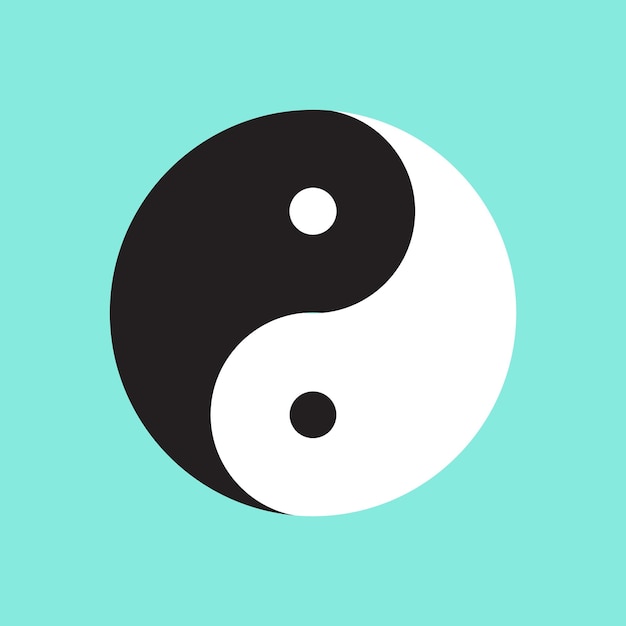 Vector símbolo de yin yang con fondo azul