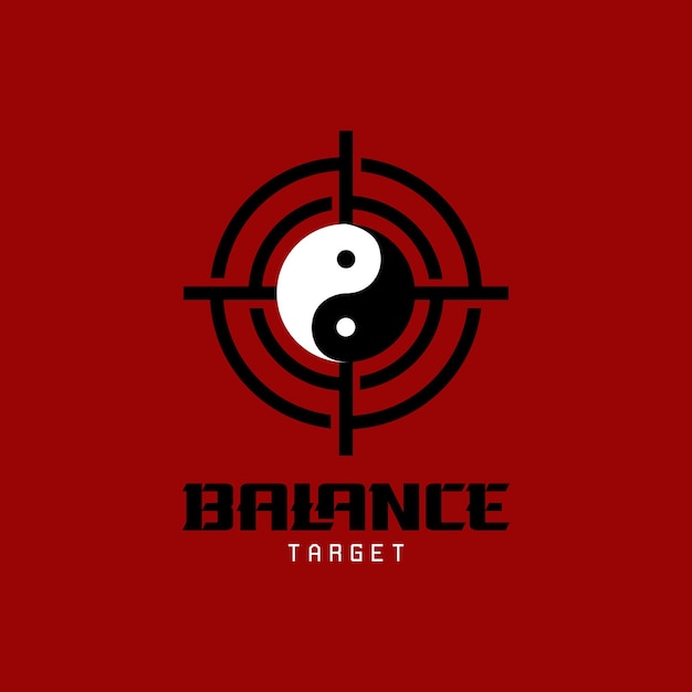 Símbolo de Yin Yang con objetivo de tiro para el logotipo de Target Life Balance