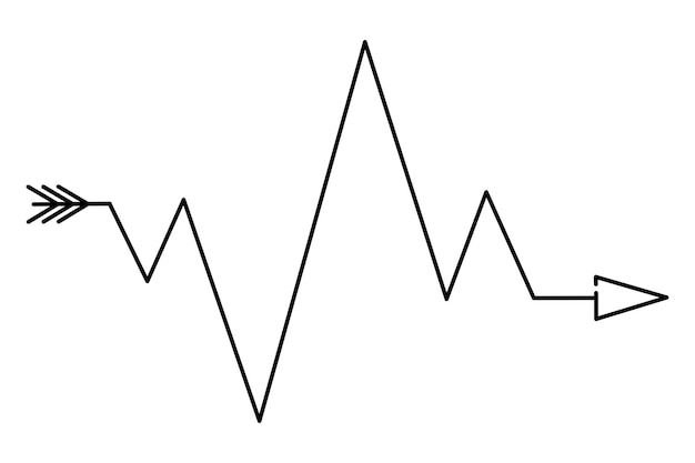Vector el símbolo en zigzag indica la dirección ruta de pulso rítmico línea rota