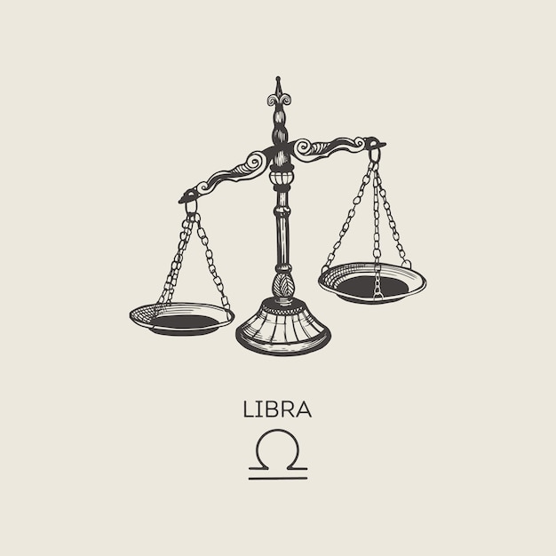 Símbolo del zodiaco de libra en estilo de grabado