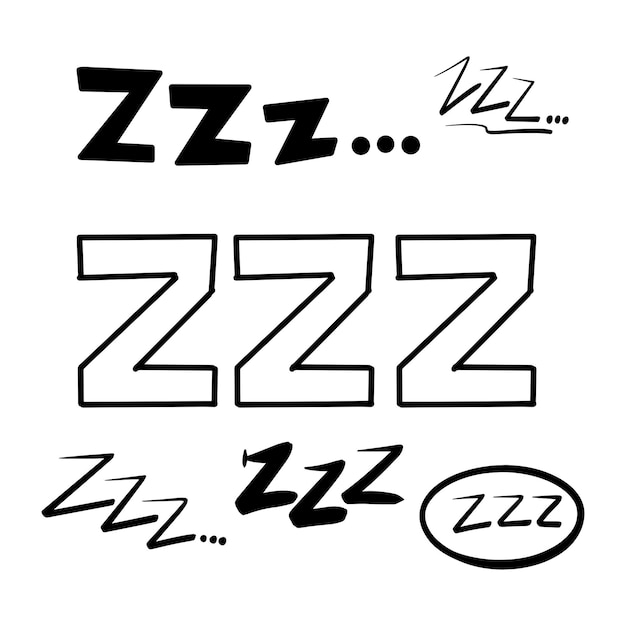Símbolo zzz dibujado a mano para dormir doodle ilustración vectorial