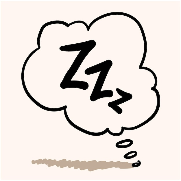 símbolo zzz dibujado a mano para el vector de ilustración de sueño de garabato