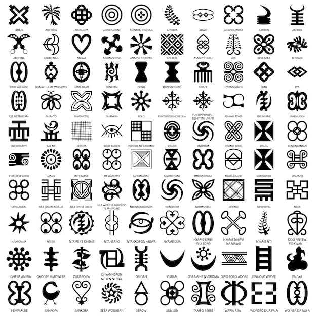 Símbolos africanos adinkra para el logotipo de la tela