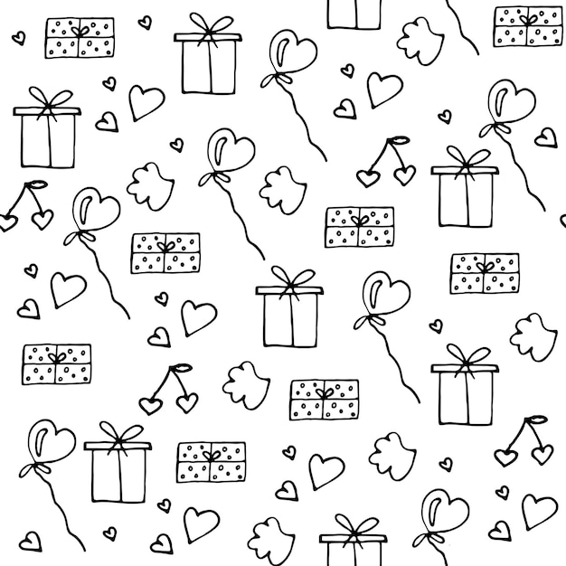 Símbolos de amor Patrón sin costuras Feliz día de San Valentín