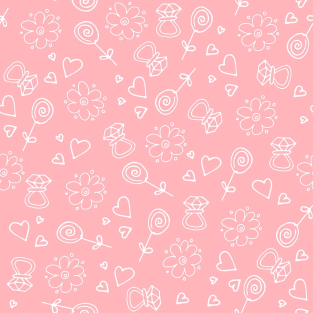 Símbolos de amor Patrón sin costuras Feliz día de San Valentín