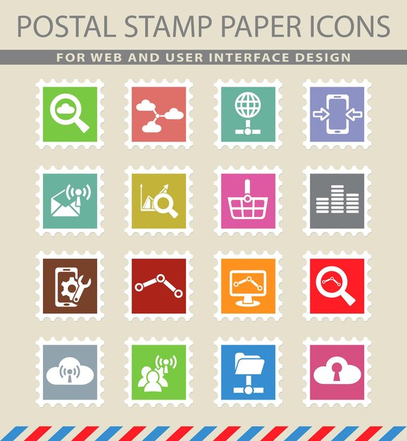Símbolos de análisis de datos en los iconos de papel de correo