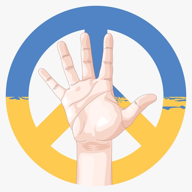 Símbolos de apoyo a las víctimas de la guerra de ucrania ilustración vectorial llamado de ayuda y paz para ucrania