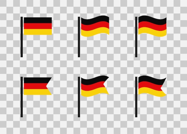 Símbolos de la bandera de Alemania Icones de la bandera nacional de Alemania aislados en una ilustración vectorial transparente