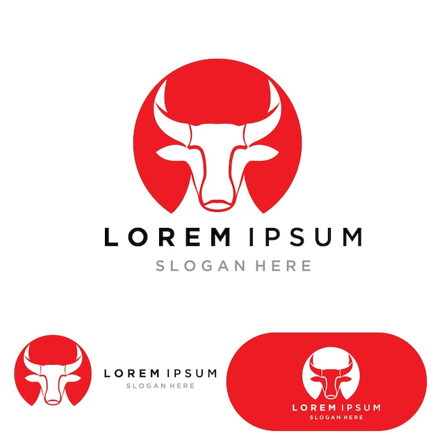 Símbolos de cabeza de vaca y plantilla de vector de logotipo