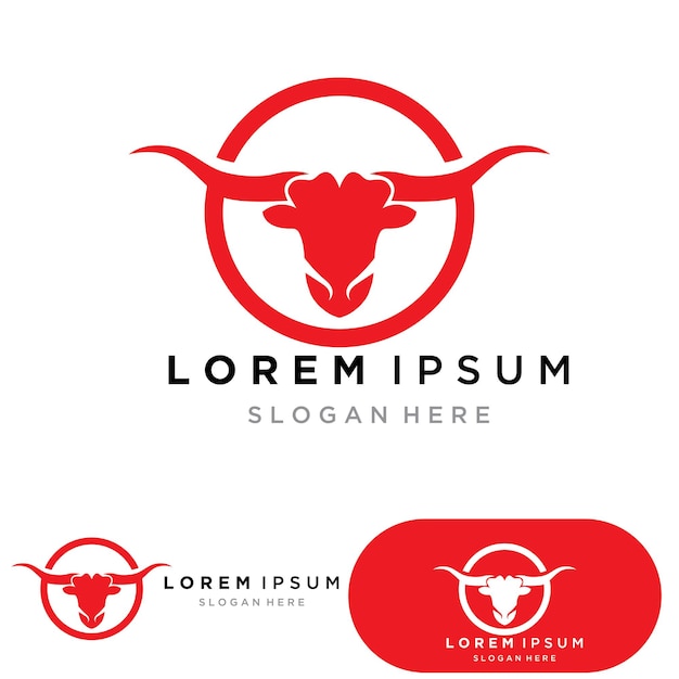 Símbolos de cabeza de vaca y plantilla de vector de logotipo
