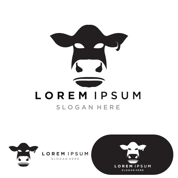Símbolos de cabeza de vaca y plantilla de vector de logotipo