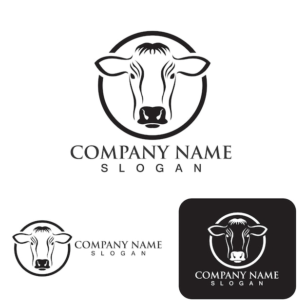Símbolos de cabeza de vaca y plantilla de vector de logotipo