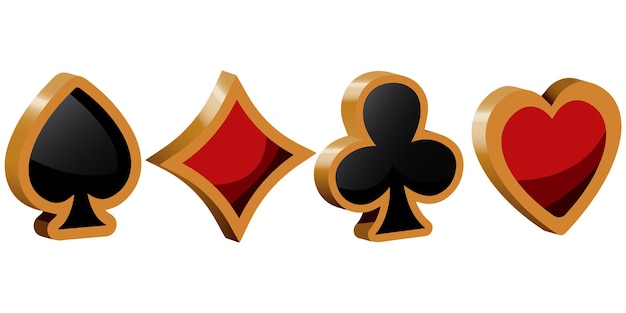 Símbolos de cartas de póquer Picas Corazones Diamantes y Tréboles iconos Ilustración vectorial EPS10
