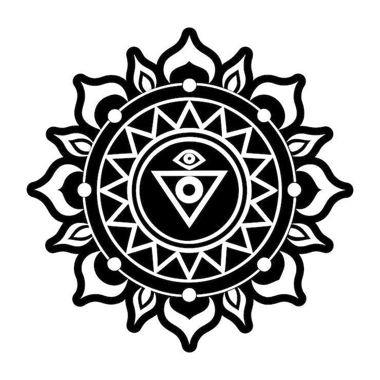 Vector los símbolos del chakra sánscrito los íconos del estilo glifo