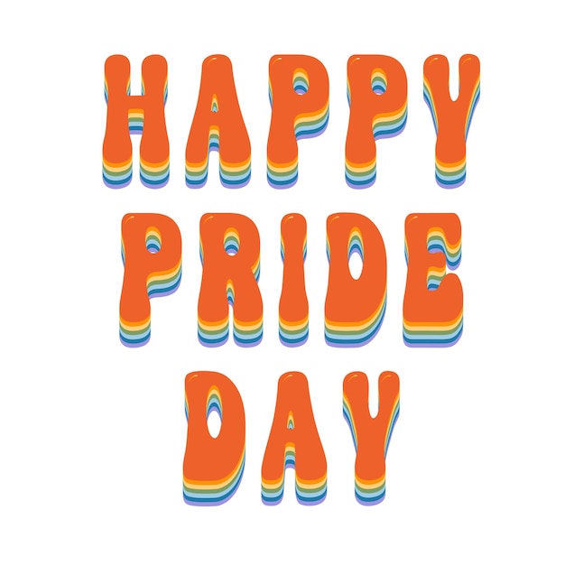 Símbolos de la comunidad LGBTQ vibraciones del mes del orgullo retro letras feliz día del orgullo