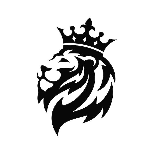 Símbolos de la corona del rey león logotipo elegante ilustración vectorial