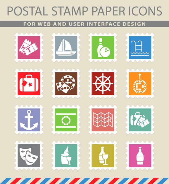 Símbolos de crucero en los iconos de papel de correo