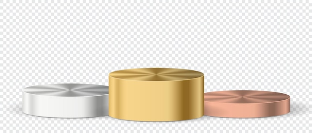 Símbolos deportivos del podio del ganador Conjunto de podio Conjunto de podio realista Pedestal y plataforma Escenarios vacíos redondos y escaleras de podio Ilustración vectorial