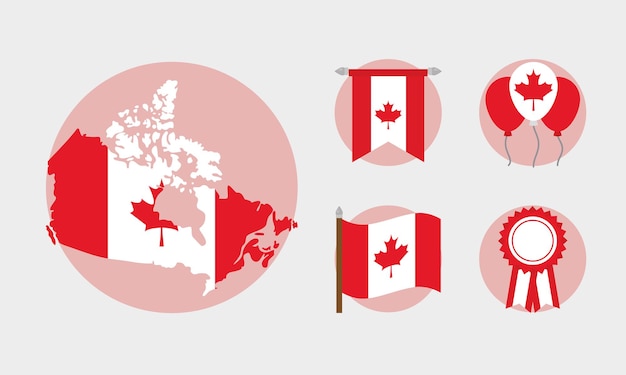 Símbolos del día de canadá set diseño