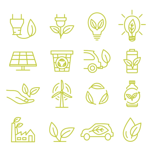Símbolos de ecología verde Iconos relacionados con el medio ambiente La conservación está ahorrando apoyo y solución