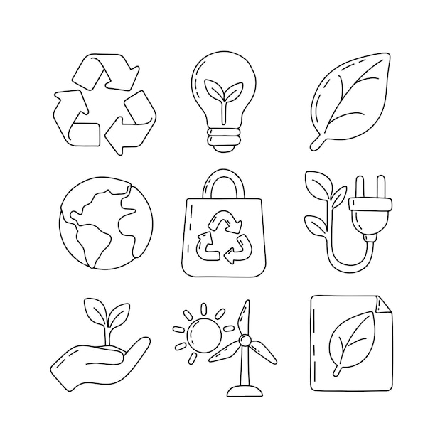 Los símbolos ecológicos representan iniciativas de sostenibilidad que crean un impacto positivo con el objetivo de un planeta y un medio ambiente más saludables para que las generaciones futuras disfruten y cuiden.