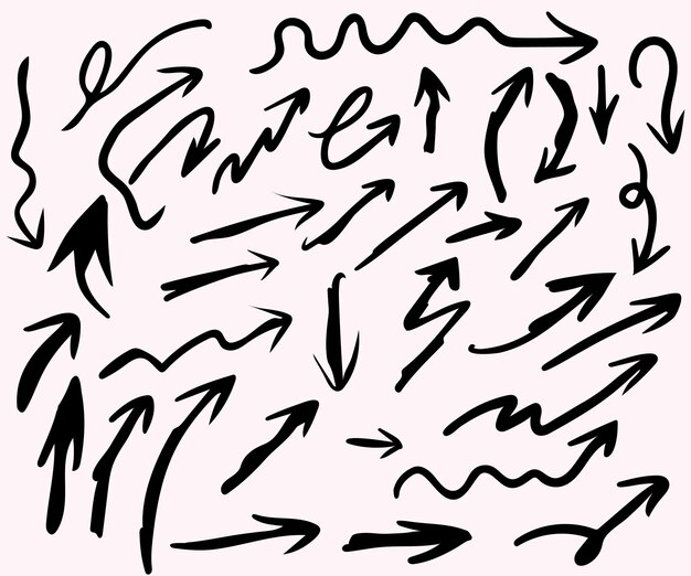 Simbolos de flechas conjunto marcador de dirección pincel flecha vector ilustración flechas línea vectorial