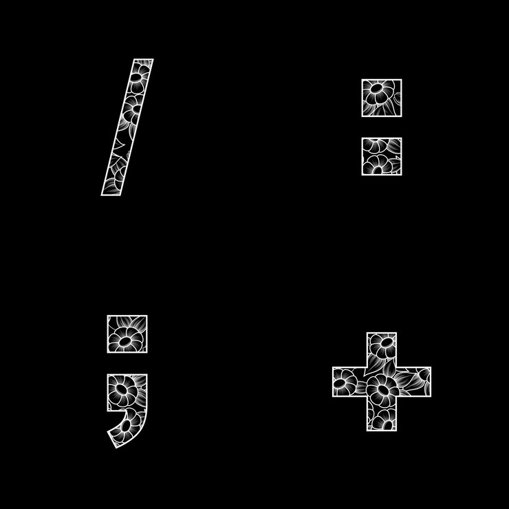 Vector símbolos con flores cuatro