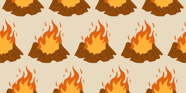 Símbolos de fuego patrón sin costuras ilustración vectorial brotes de llama fondo rojo naranja para la web