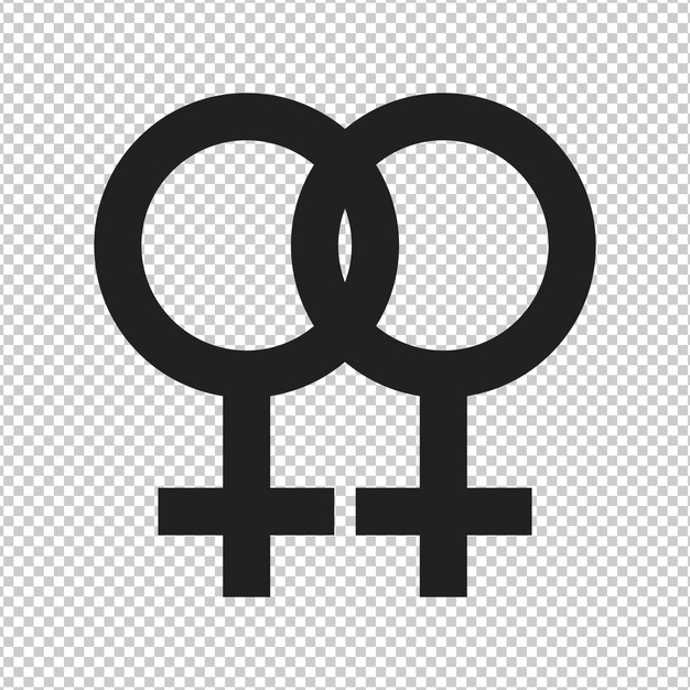 Símbolos de género femenino Signo de mujer Diseño de íconos negros en un fondo transparente Mes del Orgullo LGBT