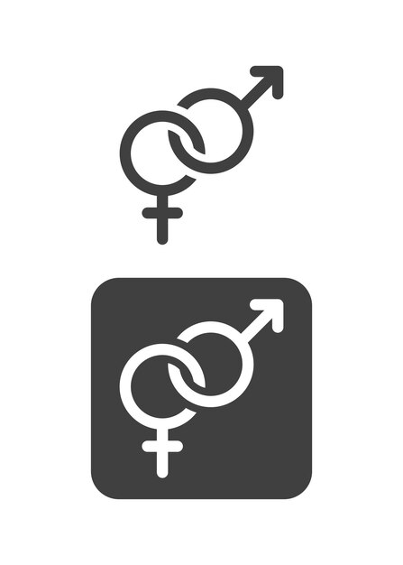 Símbolos de género masculino y femenino entrelazados