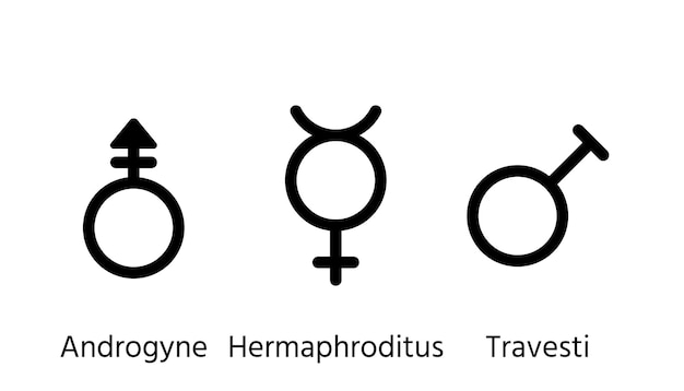 Símbolos de género Signos de orientación Establecer iconos de contorno Ilustración vectorial