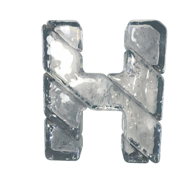 Símbolos hechos de hielo gris letra h