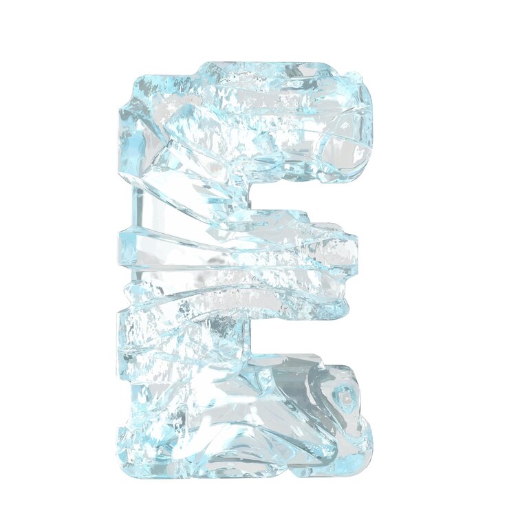 Vector símbolos hechos de hielo roto letra e