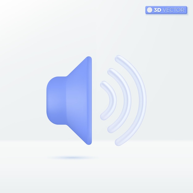 Vector símbolos de icono de altavoz de sonido azul volumen máximo metálico voz alta y silenciosa y concepto de audio diseño de ilustración aislado de vector 3d estilo mínimo de dibujos animados pastel puede usarse para ux ui anuncio impreso