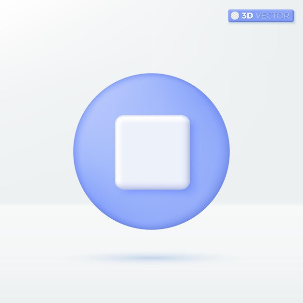 Símbolos de icono de parada Botón de música Reproducir transmisión de video o audio concepto multimedia Diseño de ilustración aislado de vector 3D Pastel de dibujos animados Estilo mínimo Puede usarse para diseño ux ui anuncio de impresión