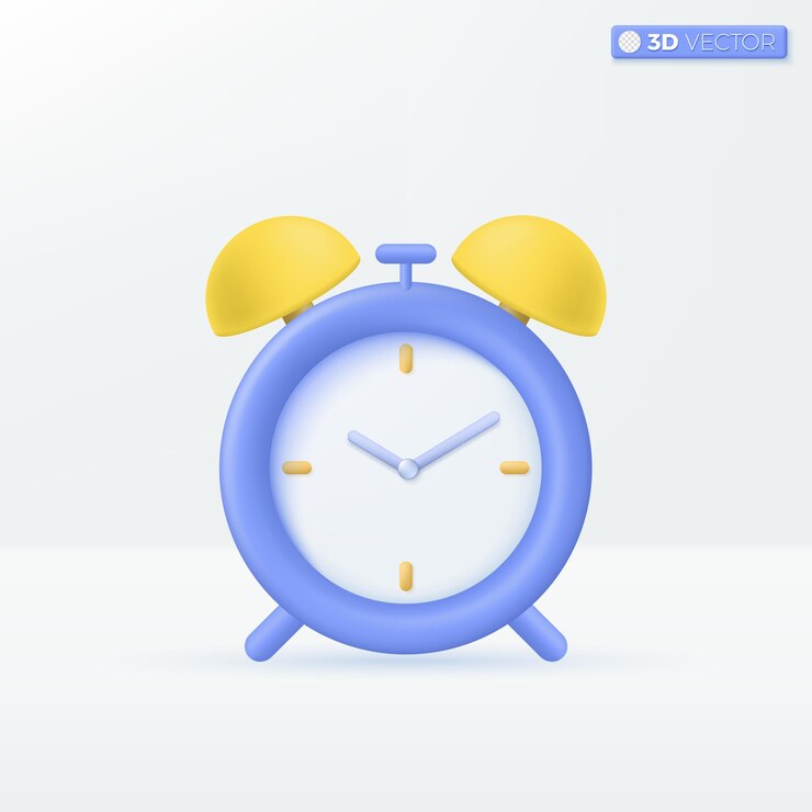 Vector símbolos de icono de reloj de alarma recordatorio de cronometraje reloj de mesa clásico concepto de fecha límite diseño de ilustración aislado de vector 3d pastel de dibujos animados estilo mínimo puede usarse para diseño ux ui anuncio de impresión