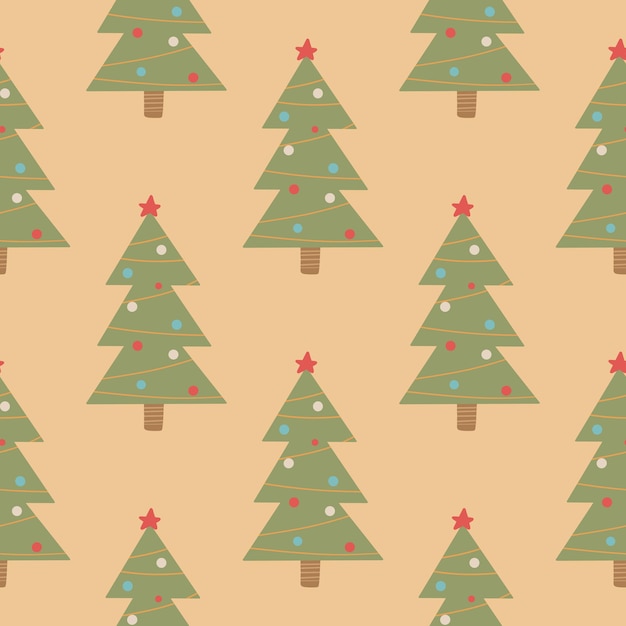 Símbolos de Navidad y año nuevo árbol de patrones sin fisuras. Impresión linda del vector. Papel digital. Elemento de diseño.