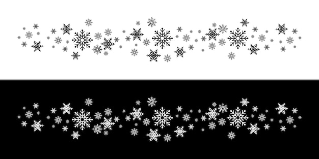 Símbolos de nieve copos de nieve fondo de invierno blanco o negro fondo de navidad copo de nieve navidad
