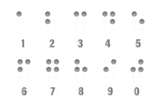 Símbolos numéricos braille Sistema de escritura táctil utilizado por personas con discapacidad visual conjunto de iconos