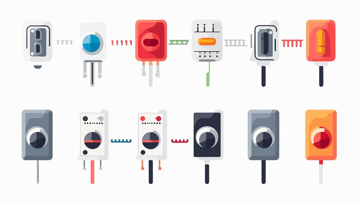 Vector símbolos profesionales de interruptores para circuitos electrónicos ilustración vectorial