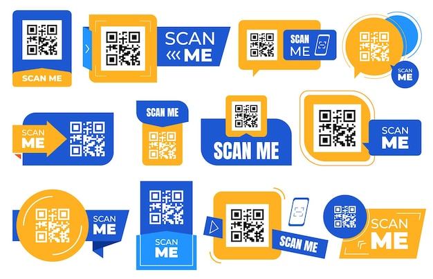 Símbolos publicitarios con código de barras QR Transición rápida al sitio o a la información requerida utilizando un teléfono inteligente