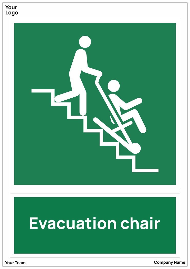 Símbolos de seguridad ISO 7010 para sillas de evacuación