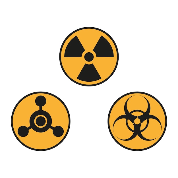 Vector símbolos de señales de advertencia peligro veneno riesgo biológico electricidad alto voltaje residuos químicos radiactivos