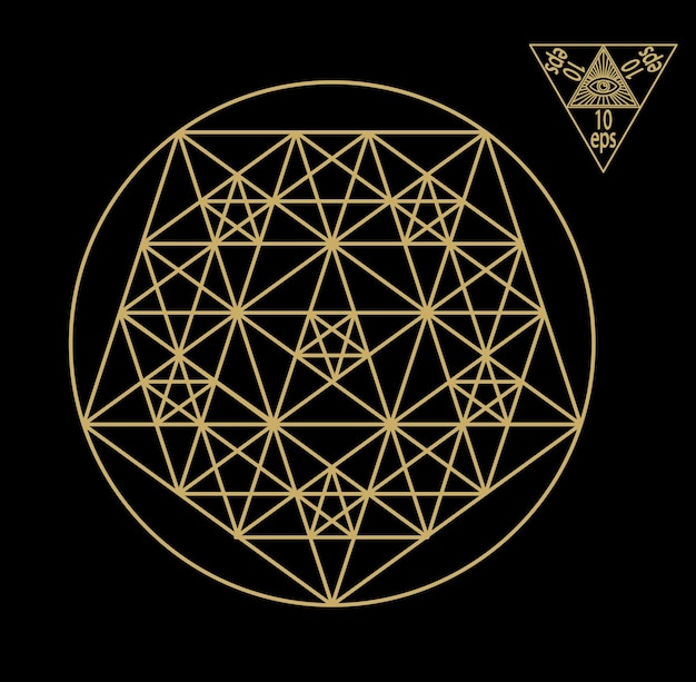 Símbolos y signos de geometría sagrada ilustración vectorial tatuaje hipster símbolo de la flor de la vida