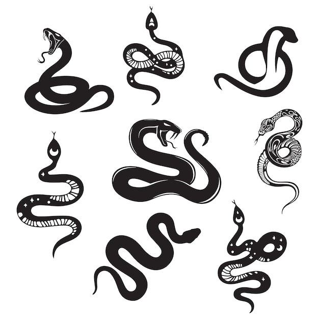 Vector símbolos de silueta de serpiente