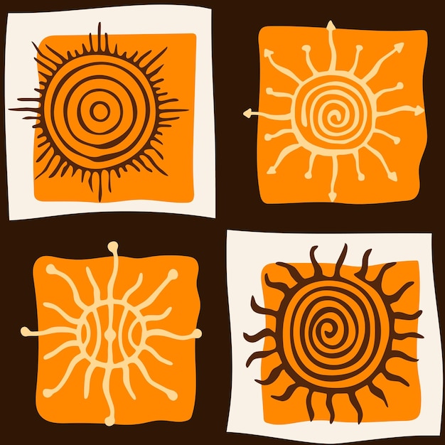 Símbolos de sol de origen étnico de patrones sin fisuras