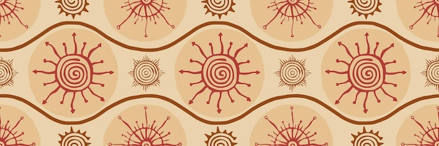 Símbolos de sol de patrones sin fisuras banner origen étnico