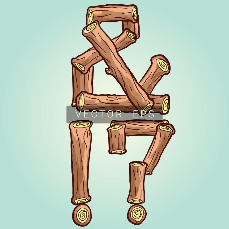 Símbolos del tronco de madera Ampersand Marco de exclamación de pregunta