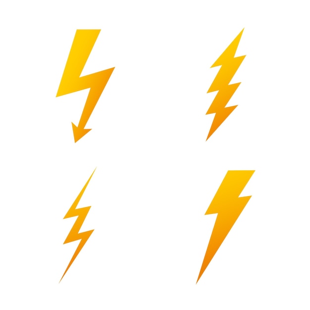 Símbolos vectoriales de iconos de relámpagos aislados en fondo blanco