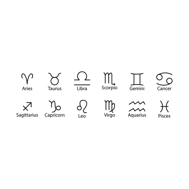símbolos del zodiaco icono modelo vectorial ilustración diseño de logotipo